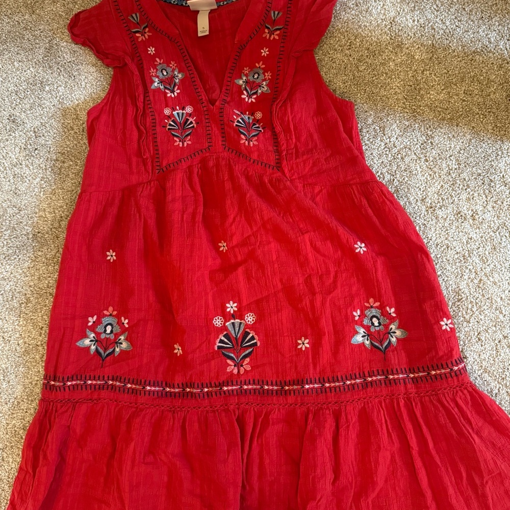 Knox Rose Red Floral Embroidered Mini Dress